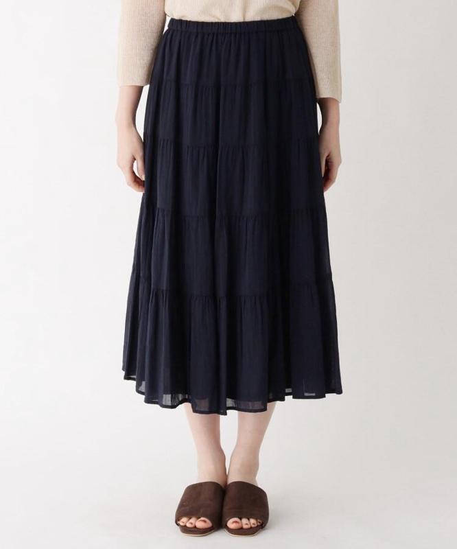 コットン(綿)シフォンティアードスカート