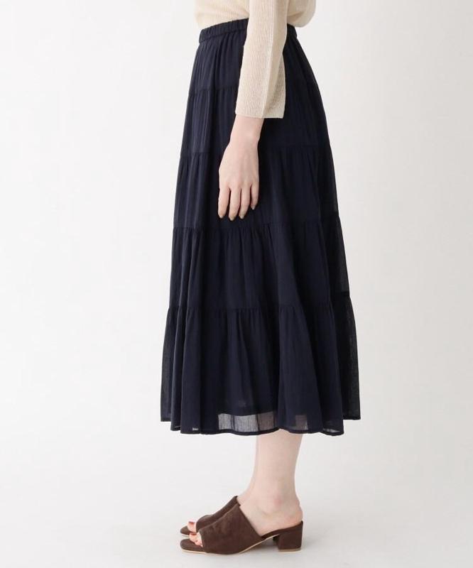 コットン(綿)シフォンティアードスカート