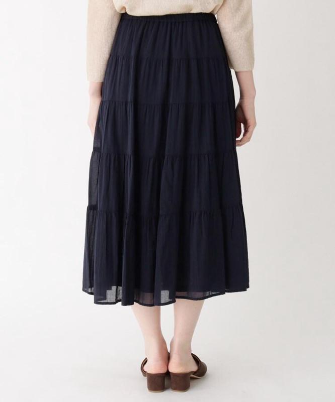 コットン(綿)シフォンティアードスカート