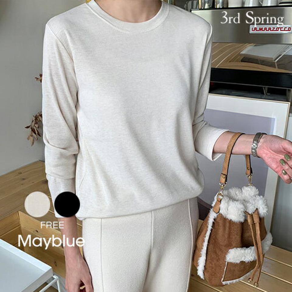 MAYBLUE(メイブルー)ベーシックソフト裏起毛Tシャツ【12/11up_chj】カットソー　Tシャツ　トップス　長袖　ロンT【5】