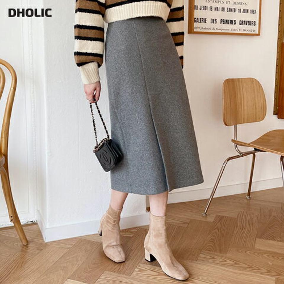 フロントスリットスカート・全2色・t62147 レディース 【sk】【韓国 ファッション ボトムス スカート ロング Hライン スリム 細身 タイトスカート ペンシルスカート ミモレ ウール混 ウールブレンド 上品 大人 カジュアル 秋 冬】【STYLE】
