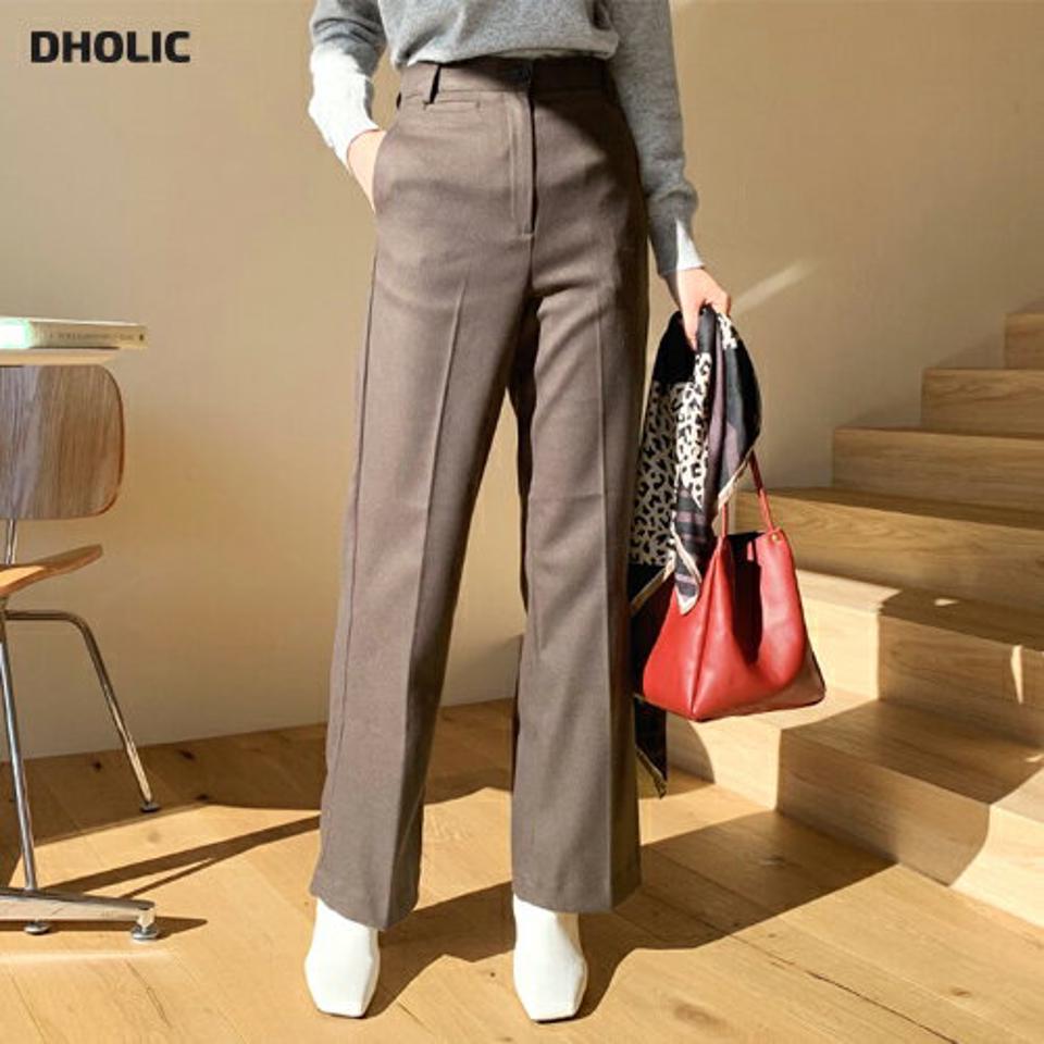 ストレートスラックス・全3色・t65808 レディース 【pt】【スラックス パンツ ズボン ロングパンツ ストレート　単色 無地 シンプル きれいめ 大人 オフィスカジュアル 秋 冬 韓国 ファッション】【ハイホリHIHOLLI】