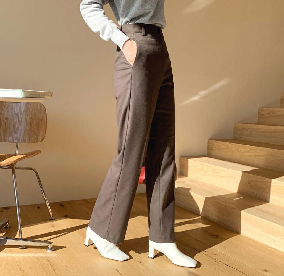 ストレートスラックス・全3色・t65808 レディース 【pt】【スラックス パンツ ズボン ロングパンツ ストレート　単色 無地 シンプル きれいめ 大人 オフィスカジュアル 秋 冬 韓国 ファッション】【ハイホリHIHOLLI】