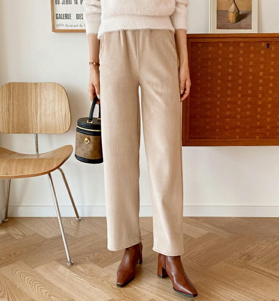 裏起毛ソフトタッチパンツ・全3色・t62149 レディース 【pt】【韓国 ファッション ボトムス パンツ ロング ワイド ウエストゴム ストレート ゆったり ルーズ ワンマイルウェア 部屋着 無地 カジュアル 秋 冬】【STYLE】