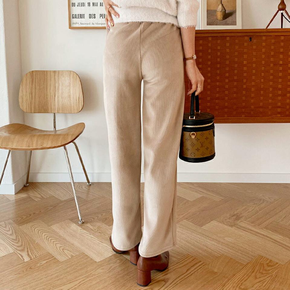 裏起毛ソフトタッチパンツ・全3色・t62149 レディース 【pt】【韓国 ファッション ボトムス パンツ ロング ワイド ウエストゴム ストレート ゆったり ルーズ ワンマイルウェア 部屋着 無地 カジュアル 秋 冬】【STYLE】