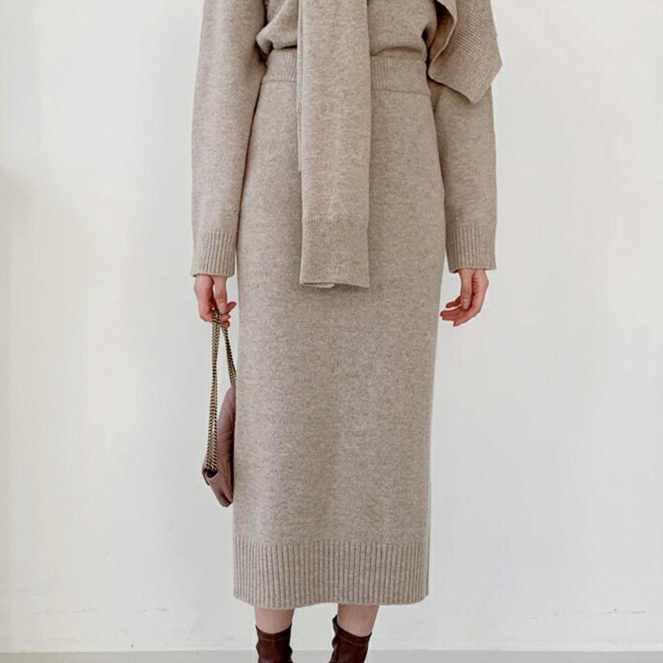 【只今10%OFF】ウール混ニットスカート・全4色・b62056 レディース 【sk】【韓国 ファッション ボトムス スカート ロング タイト スリム 細身 Hライン ハイゲージ 無地 カジュアル 秋 冬】【STYLE】