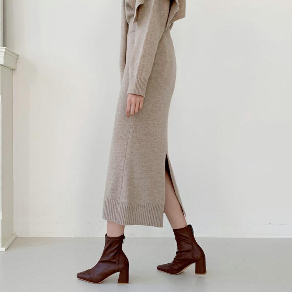 【只今10%OFF】ウール混ニットスカート・全4色・b62056 レディース 【sk】【韓国 ファッション ボトムス スカート ロング タイト スリム 細身 Hライン ハイゲージ 無地 カジュアル 秋 冬】【STYLE】