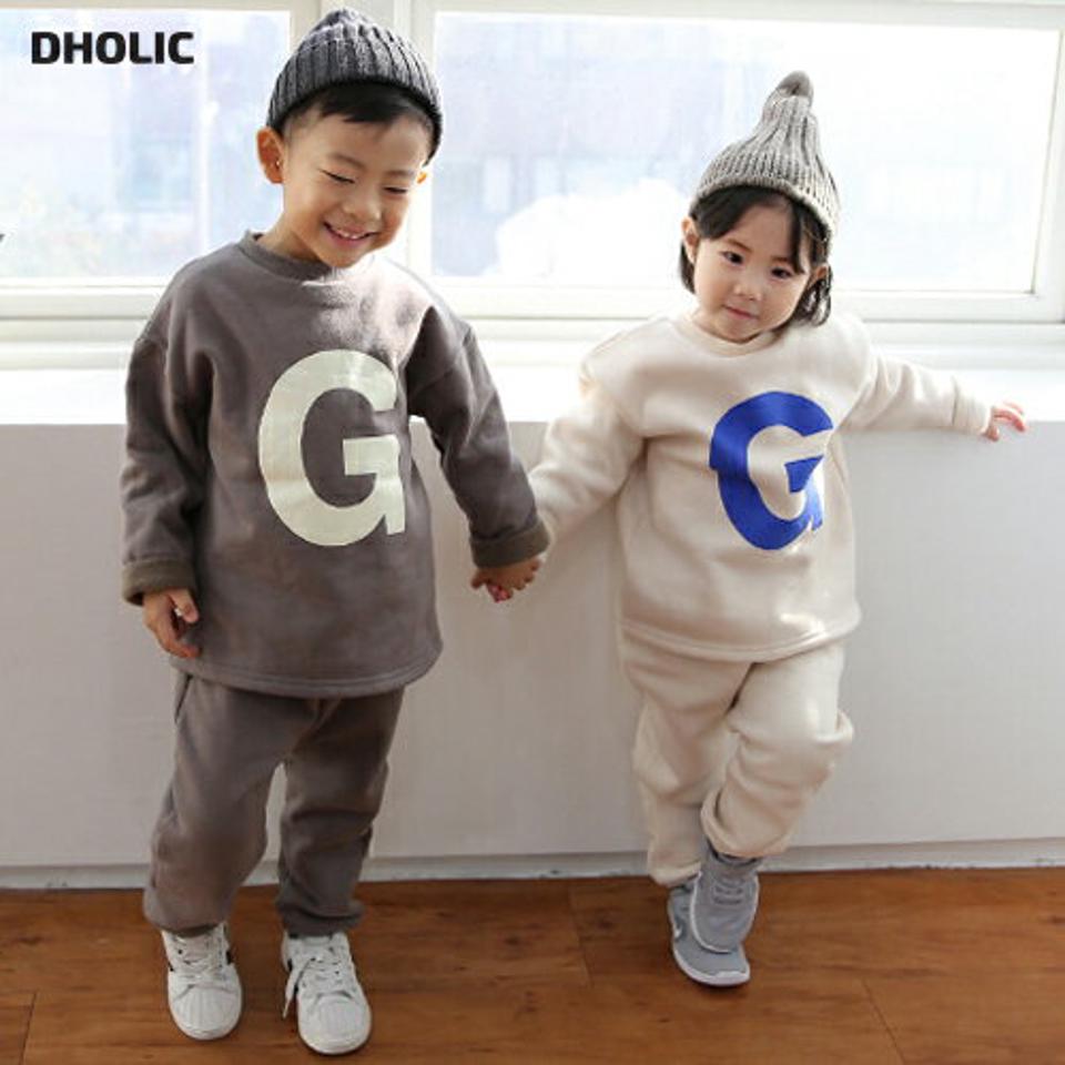 Gスウェット上下SET・p010291 キッズ【3~8才】【set】【セットアップ setup トップス スウェット トレーナー パンツ ズボン 長ズボン ロングパンツ カジュアル ラフ 女の子 男の子 秋 冬 韓国 韓国子供服 子供 こども 子供服 こども服】【KIDS】