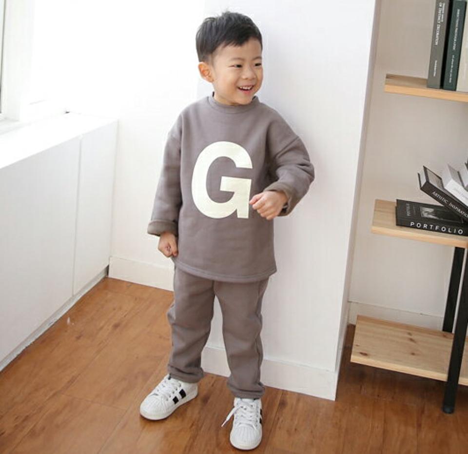Gスウェット上下SET・p010291 キッズ【3~8才】【set】【セットアップ setup トップス スウェット トレーナー パンツ ズボン 長ズボン ロングパンツ カジュアル ラフ 女の子 男の子 秋 冬 韓国 韓国子供服 子供 こども 子供服 こども服】【KIDS】