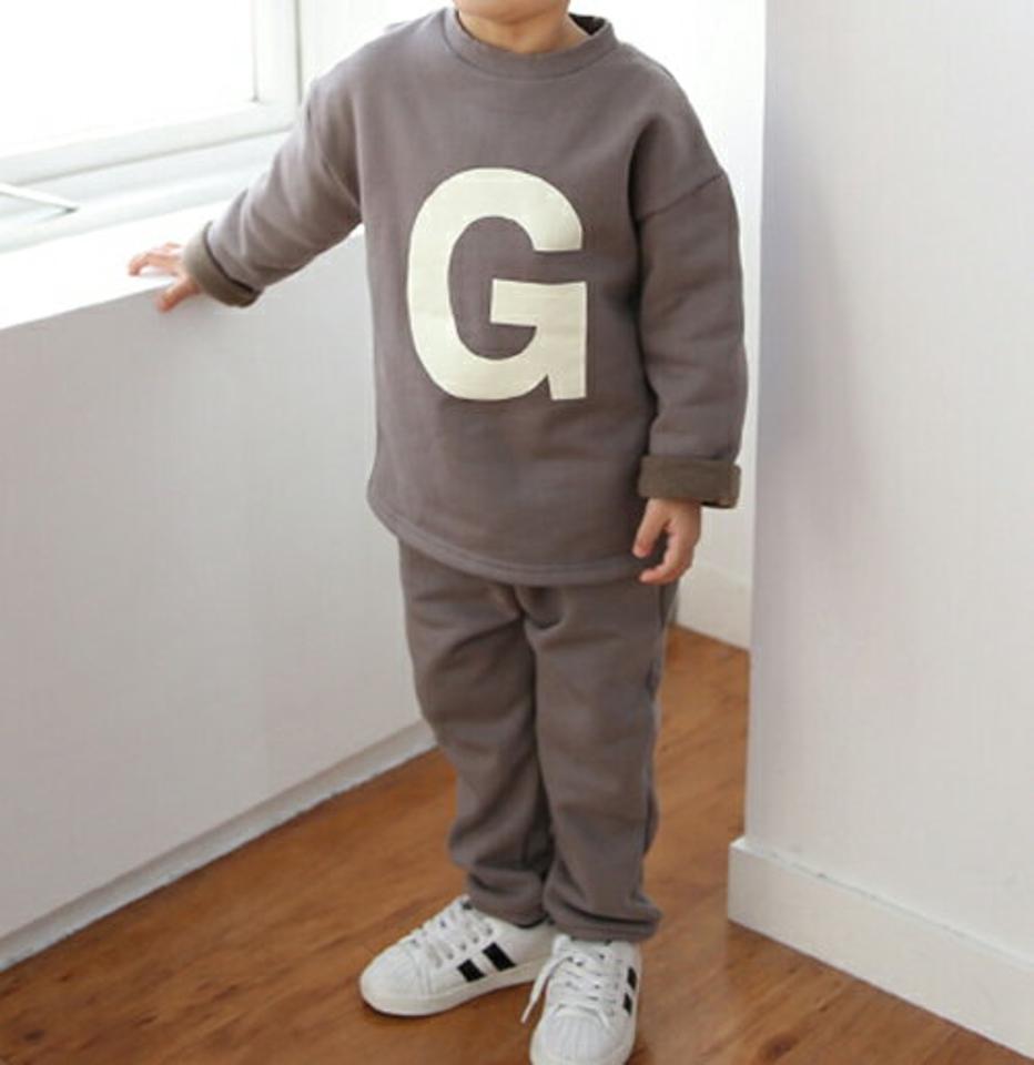 Gスウェット上下SET・p010291 キッズ【3~8才】【set】【セットアップ setup トップス スウェット トレーナー パンツ ズボン 長ズボン ロングパンツ カジュアル ラフ 女の子 男の子 秋 冬 韓国 韓国子供服 子供 こども 子供服 こども服】【KIDS】