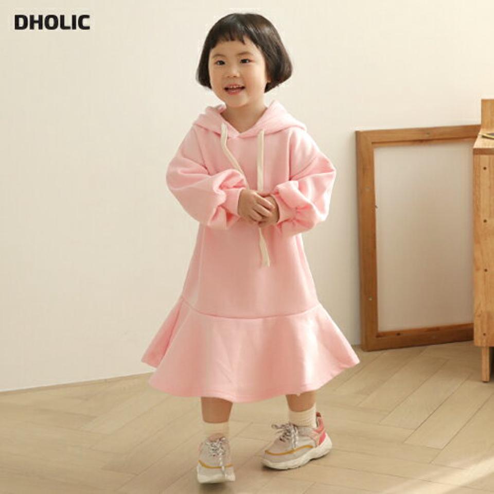 裏起毛フーディワンピース・p010297 キッズ【3~8才】【ops】【ワンピース ロング ロングワンピース 長袖 フード フーディー 単色 無地 シンプル カジュアル 裏起毛 ラフ 女の子 冬 韓国 韓国子供服 子供 こども 子供服 こども服】【KIDS】