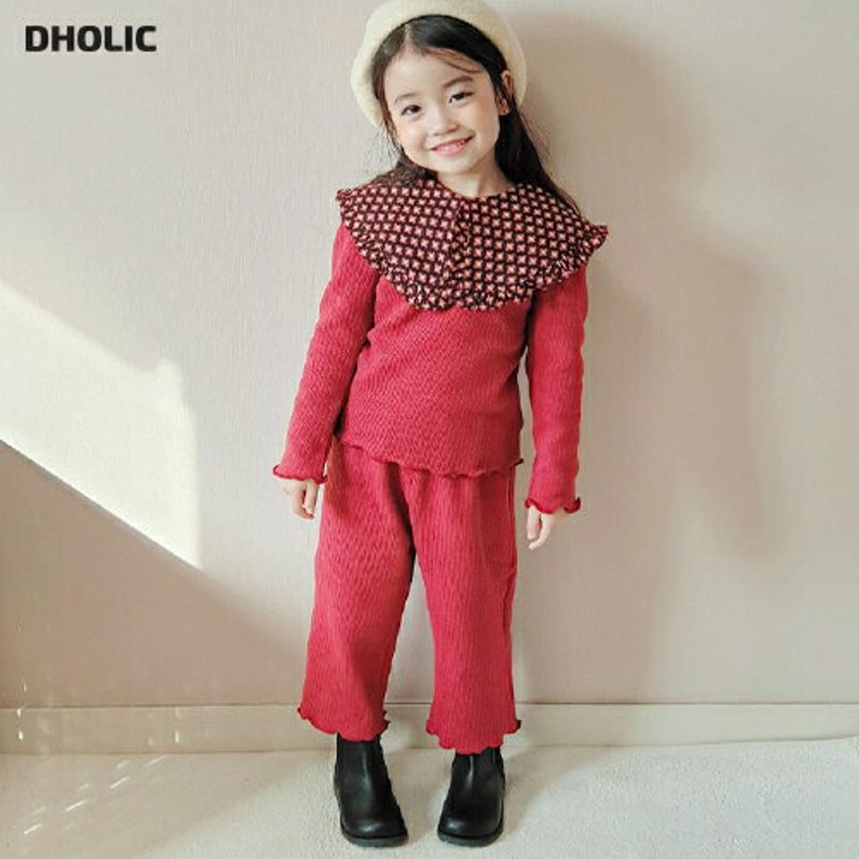 【キッズ30%OFF】ビックフラワーカラーTシャツ上下SET・u10236 キッズ【3~8才】【set】【セットアップ setup トップス 長袖 パンツ ズボン 長ズボン 襟コンシャス 個性的 ユニーク 秋 冬 女の子 韓国 韓国子供服 子供 こども 子供服 こども服】【KIDS】