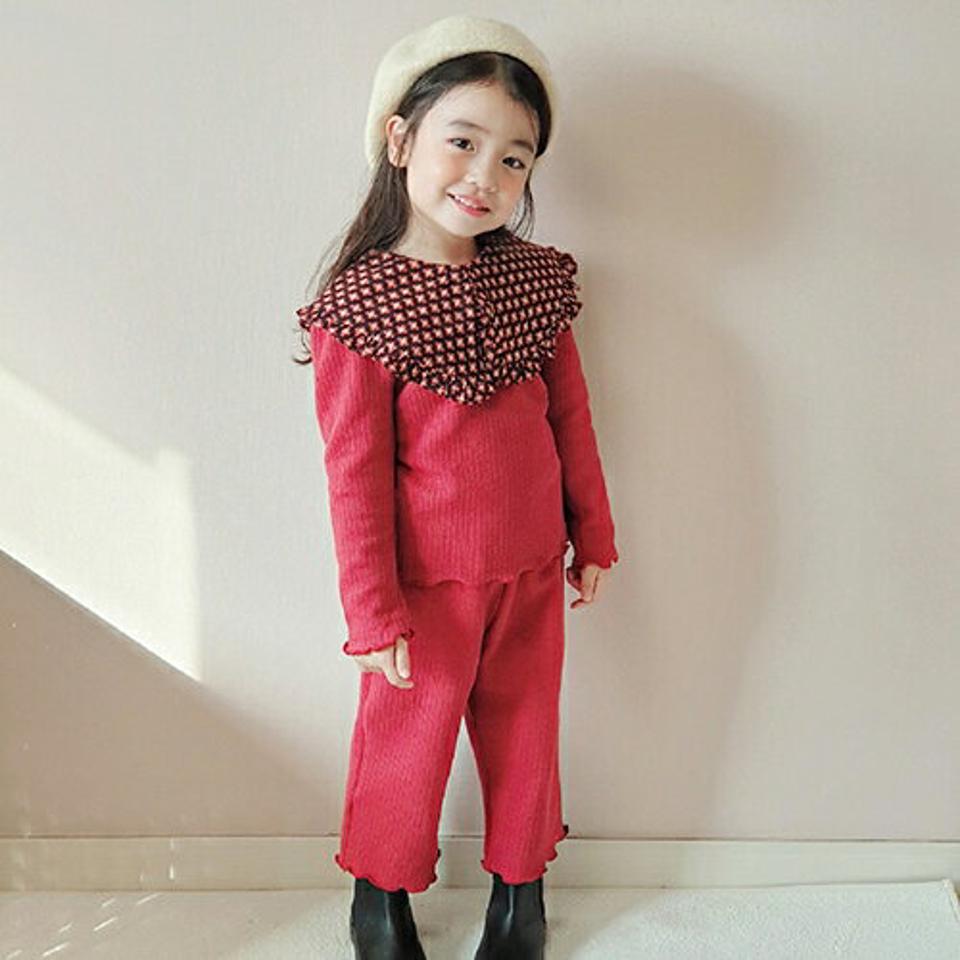 【キッズ30%OFF】ビックフラワーカラーTシャツ上下SET・u10236 キッズ【3~8才】【set】【セットアップ setup トップス 長袖 パンツ ズボン 長ズボン 襟コンシャス 個性的 ユニーク 秋 冬 女の子 韓国 韓国子供服 子供 こども 子供服 こども服】【KIDS】