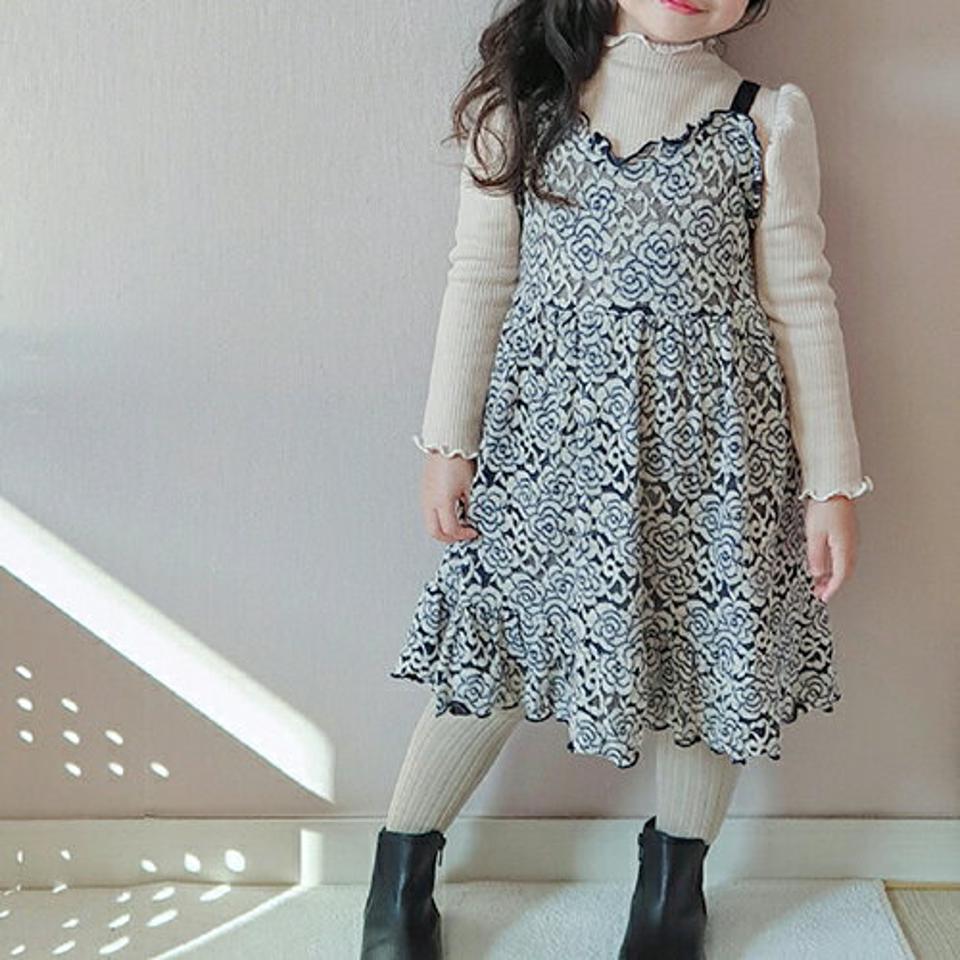 【キッズ30%OFF】ローズレースワンピース・u10235 キッズ【3~8才】【ops】【ワンピース ロング ロングワンピース 花柄 フラワー ガーリー 可愛い かわいい スリーブレス ノースリーブ 女の子 秋 冬 韓国 韓国子供服 子供 こども 子供服 こども服】【KIDS】