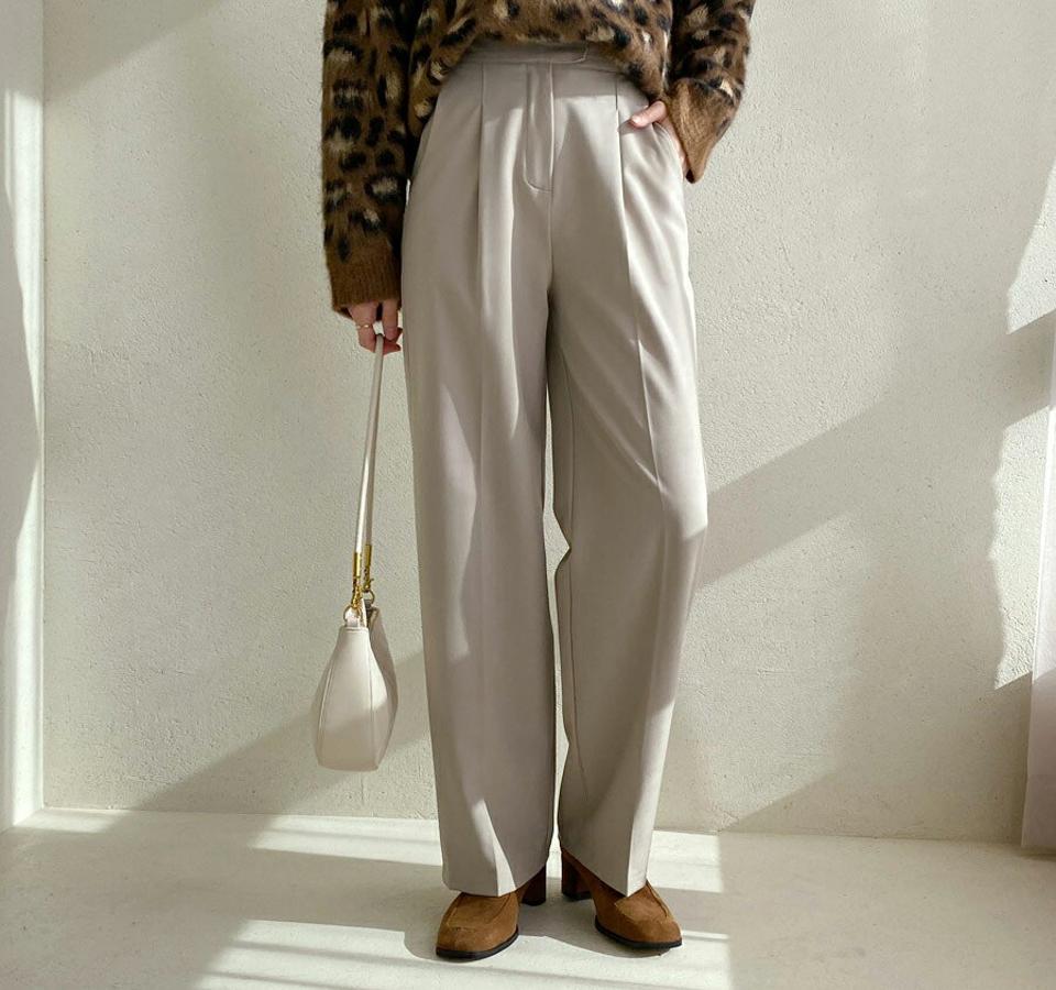 【只今10%OFF】裏起毛ワイドスラックス・全3色・b56423 レディース 【pt】【韓国 ファッション ボトムス パンツ ロング フルレングス 10分丈 十分丈 ストレート ハイウエスト 無地 オフィス 仕事 職場 フォーマル ハイウエスト 脚長 体型カバー カジュアル 秋 冬】【STYLE】