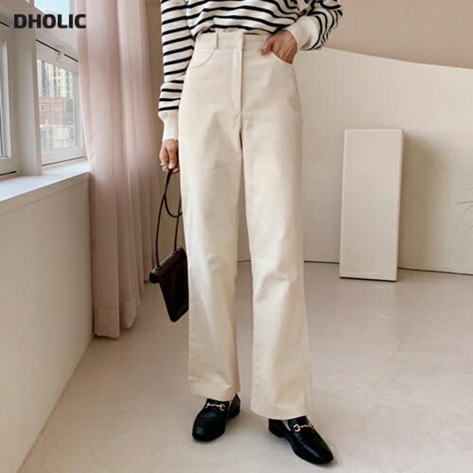 【只今10%OFF】裏起毛コーデュロイパンツ・全4色・t56421 レディース 【pt】【韓国 ファッション ボトムス パンツ ロング フルレングス 10分丈 十分丈 ストレート ハイウエスト 無地 着痩せ 脚長 体型カバー カジュアル 秋 冬】【STYLE】