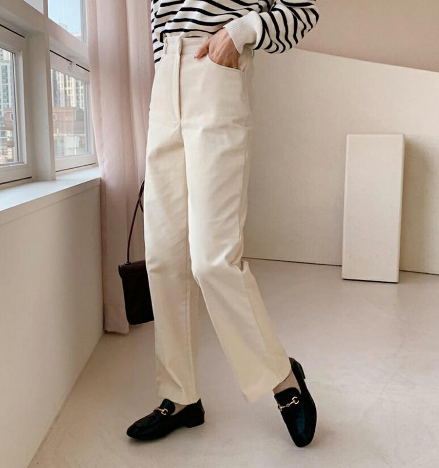 【只今10%OFF】裏起毛コーデュロイパンツ・全4色・t56421 レディース 【pt】【韓国 ファッション ボトムス パンツ ロング フルレングス 10分丈 十分丈 ストレート ハイウエスト 無地 着痩せ 脚長 体型カバー カジュアル 秋 冬】【STYLE】