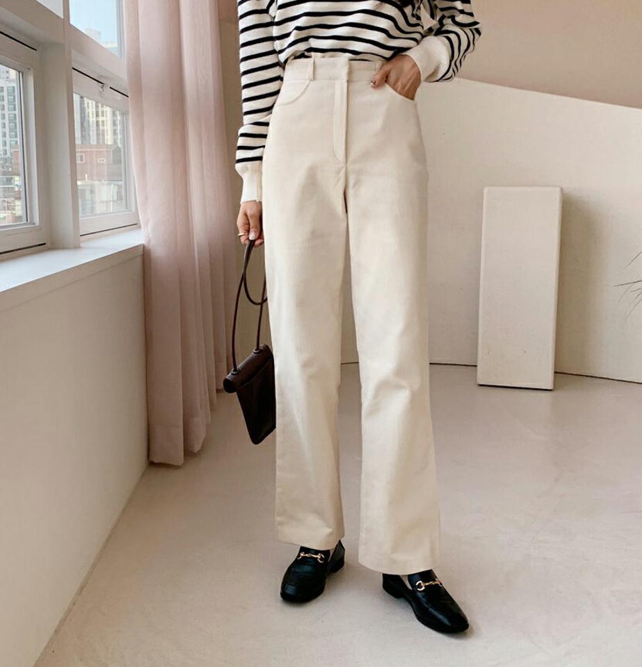 【只今10%OFF】裏起毛コーデュロイパンツ・全4色・t56421 レディース 【pt】【韓国 ファッション ボトムス パンツ ロング フルレングス 10分丈 十分丈 ストレート ハイウエスト 無地 着痩せ 脚長 体型カバー カジュアル 秋 冬】【STYLE】