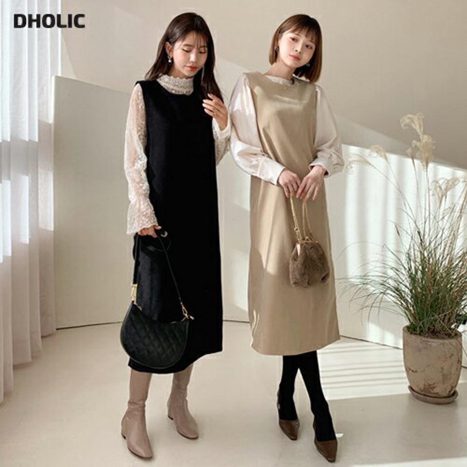 【只今10%OFF】スリーブレスワンピース・全2色・b56459 レディース 【ops】【韓国 ファッション ワンピース ロンブ Hライン スクエアネック ノースリーブ ルーズ 無地 ソフト やわらかい ピーチ カジュアル 秋 冬】【STYLE】