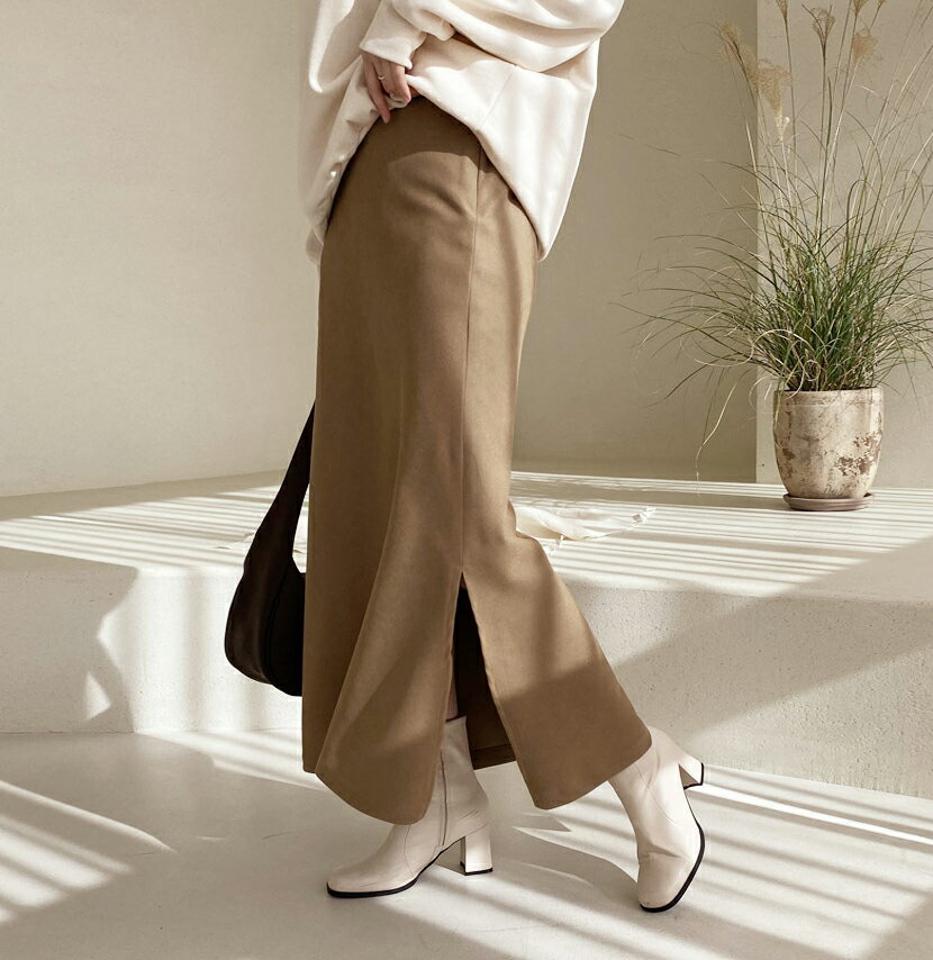 【只今10%OFF】サイドスリットスカート・全3色・t56447 レディース 【sk】【韓国 ファッション ボトムス スカート ロング マキシ Aライン フレア 無地 スリット ウエストゴム カジュアル 秋 冬】【STYLE】