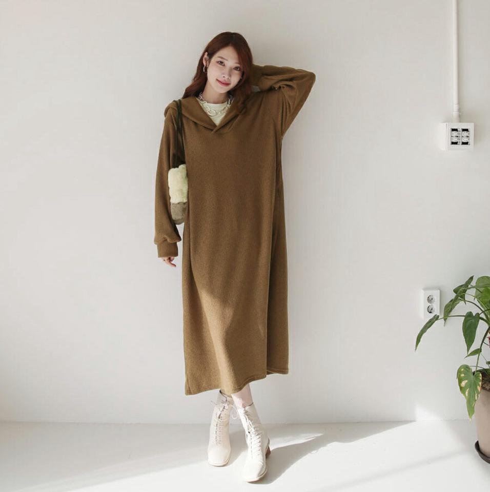 【只今10%OFF】セーラーカラーワンピース・全3色・t65627 レディース 【ops】【ワンピース ロング ロングワンピース 長袖 セーラーカラー 単色 無地 シンプル Vネック 体型カバー リブ かわいい 可愛い 秋 冬 韓国 ファッション】【ハイホリHIHOLLI】