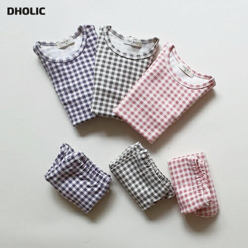 【キッズ30%OFF】ギンガムチェックルームウェア上下SET(junior)・u10163 キッズ【9~17才】【uw】【ルームウェア パジャマ 部屋着 トップス 長袖 パンツ ズボン チェック柄 ギンガムチェック かわいい 女の子 男の子 韓国 韓国子供服 子供 こども 子供服 こども服】【KIDS】