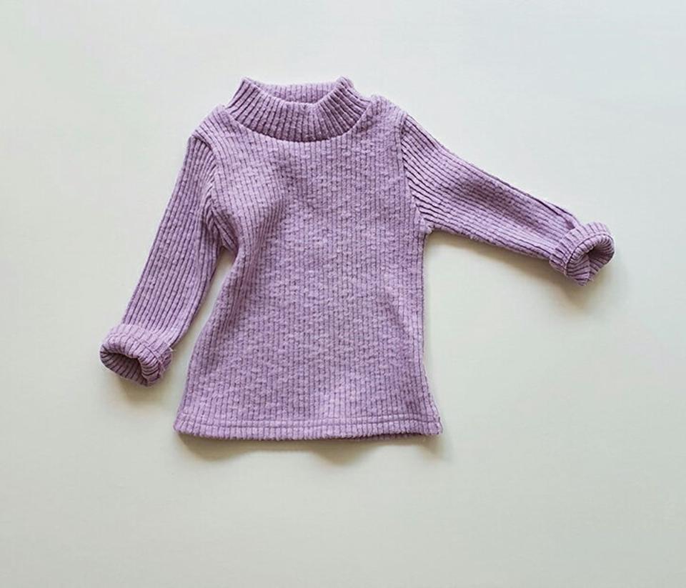 ハーフネックリブTシャツ(junior)・u10123 キッズ【9~17才】【tops】【トップス Tシャツ 長袖 リブ リブトップス ハーフネック 単色 シンプル カジュアル ベーシック ラフ 女の子 男の子 秋 冬 韓国 韓国子供服 子供 こども 子供服 こども服】【KIDS】