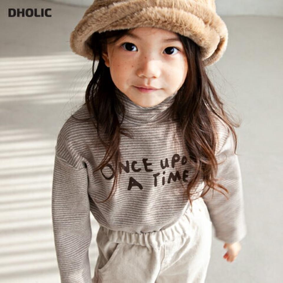起毛ロゴボーダーハイネックTシャツ・u10111 キッズ【3~8才】【tops】【トップス Tシャツ 長袖 ボーダー柄 起毛 ロゴ ロゴT ロゴトップス ロンT カジュアル ラフ ハイネック 女の子 男の子 秋 冬 韓国 韓国子供服 子供 こども 子供服 こども服】【KIDS】