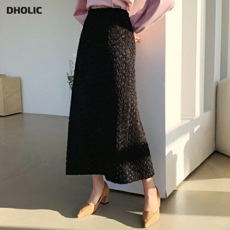 テクスチャーロングスカート・全2色・t61274 レディース 【sk】【韓国 ファッション ボトムス スカート ロング Aライン テクスチャー 上品 無地 大人 エレガント カジュアル 秋 冬】