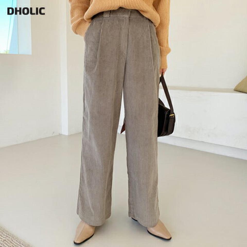 コーデュロイワイドパンツ・全6色・t61282 レディース 【pt】【韓国 ファッション ボトムス パンツ ロング フルレングス 10分丈 十分丈 ストレート ハイウエスト アンタック ワイド 着痩せ 脚長 体型カバー ビンテージ カジュアル 秋 冬】