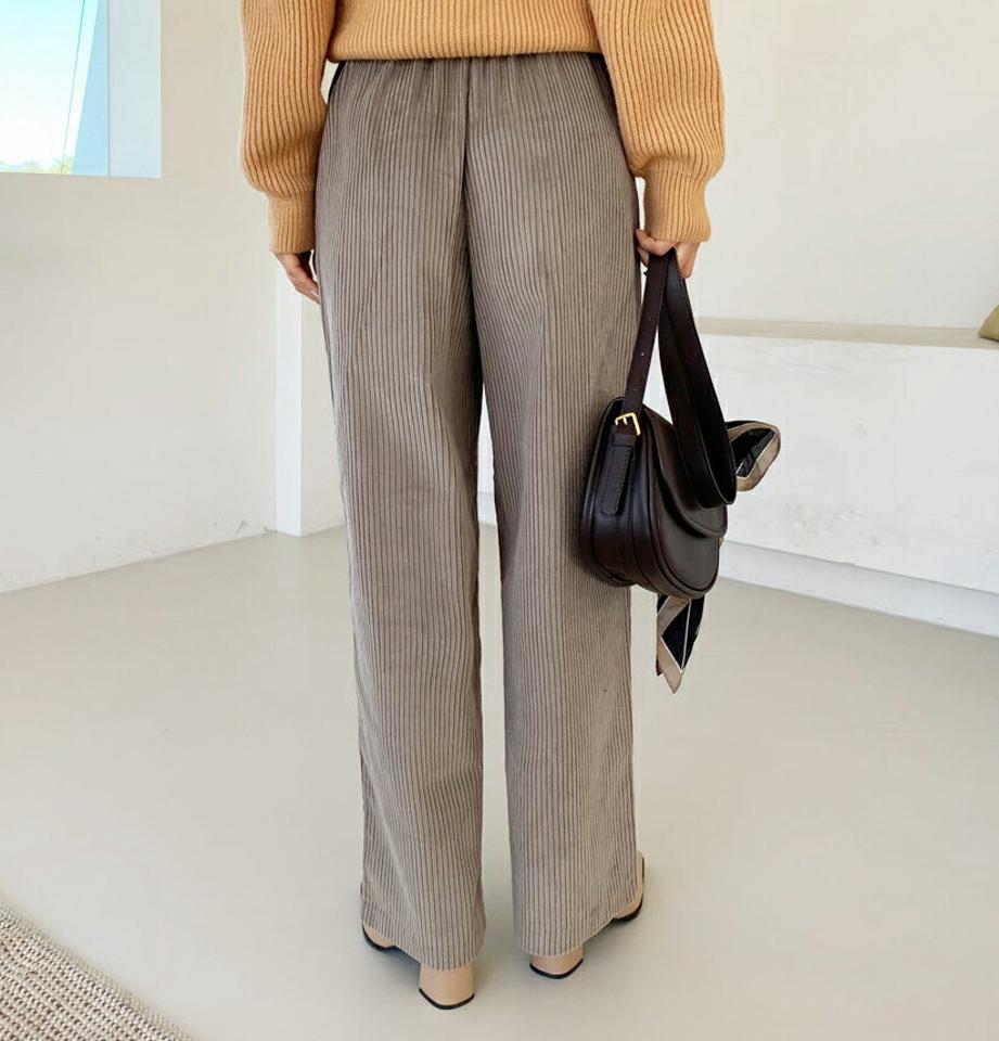 コーデュロイワイドパンツ・全6色・t61282 レディース 【pt】【韓国 ファッション ボトムス パンツ ロング フルレングス 10分丈 十分丈 ストレート ハイウエスト アンタック ワイド 着痩せ 脚長 体型カバー ビンテージ カジュアル 秋 冬】
