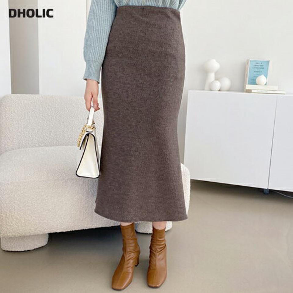 リブAラインスカート・全3色・t61276 レディース 【sk】【韓国 ファッション ボトムス パンツ ロング Hライン スリム 細身 タイト 無地 サイドスリット 大人 ウエストゴム カジュアル 秋 冬】