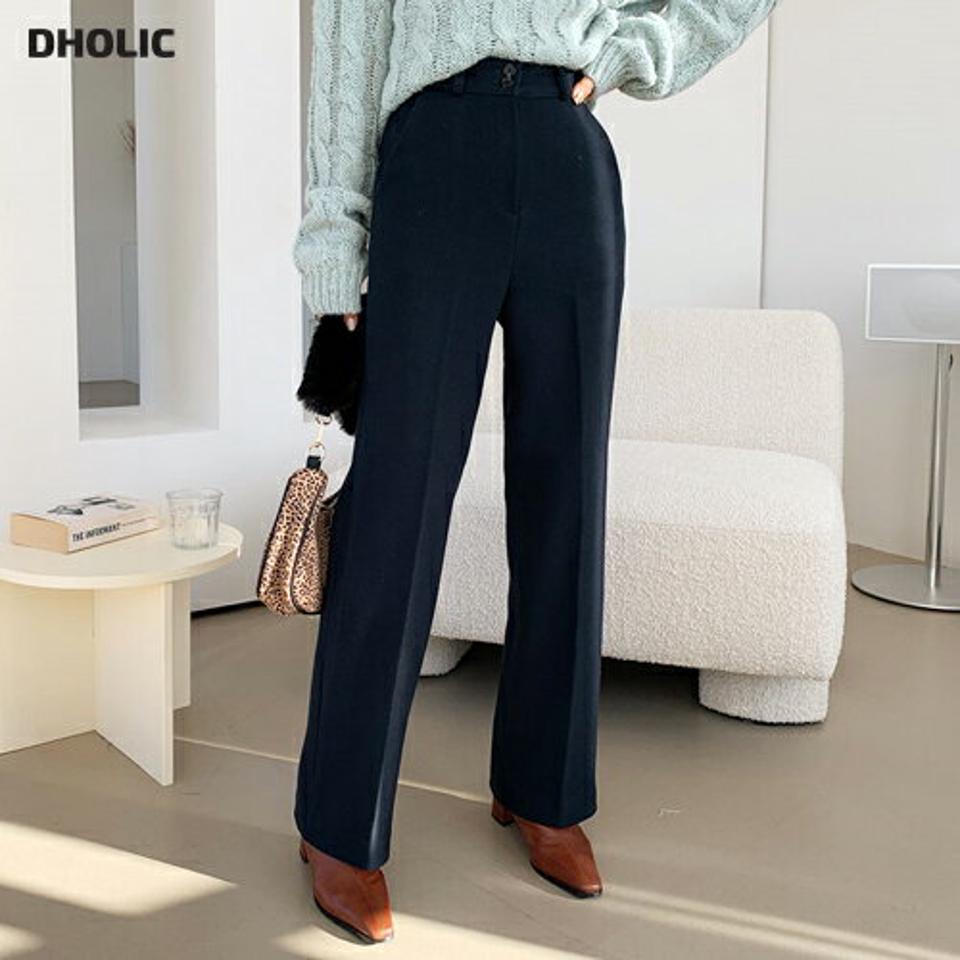 ツーボタンスラックス・全3色・t61297 レディース 【pt】【韓国 ファッション ボトムス パンツ スラックス ロング ストレート スリム 細身 オフィス オフィスカジュアル 通勤 仕事 大人 無地 カジュアル 秋 冬】