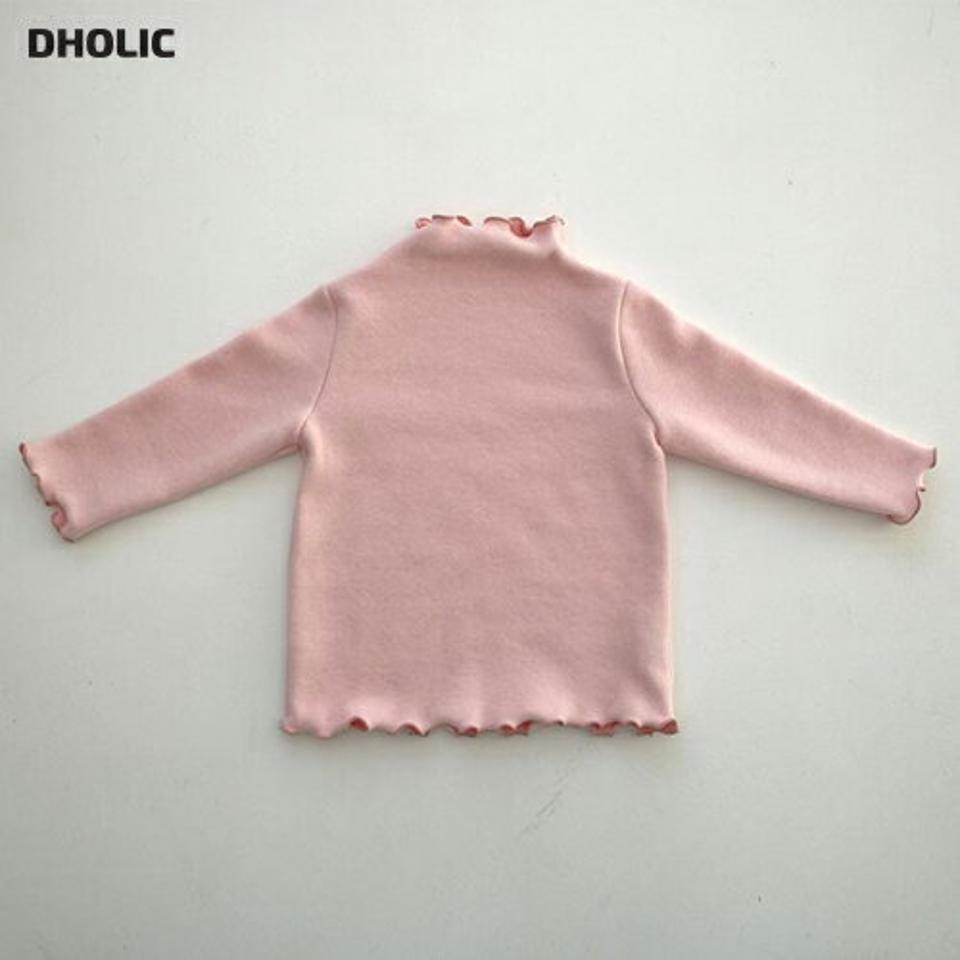【キッズ30%OFF】起毛フリルハーフネックTシャツ(junior)・u09567 キッズ 【9~17才】【tops】【韓国 ファッション トップス Tシャツ カットソー モックネック ハーフネック 無地 ウェーブヘム 長袖 女の子 キッズ 子供 こども 子供服 通学 小学生 ジュニア 秋 冬】【KIDS】