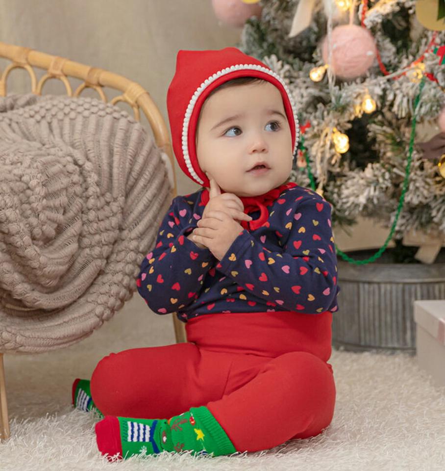 メリーハートルームウェア上下SET(red)・p010053 キッズ【0~2才】【uw】【ルームウェア 部屋着 パジャマ 長袖 トップス ハート 柄 パンツ ズボン 無地 単色 かわいい 女の子 男の子 韓国 韓国子供服 子供 こども 子供服 こども服】【KIDS】