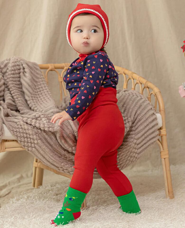 メリーハートルームウェア上下SET(red)・p010053 キッズ【0~2才】【uw】【ルームウェア 部屋着 パジャマ 長袖 トップス ハート 柄 パンツ ズボン 無地 単色 かわいい 女の子 男の子 韓国 韓国子供服 子供 こども 子供服 こども服】【KIDS】