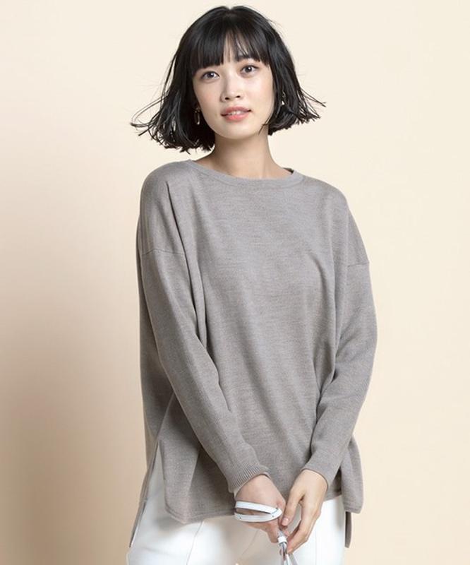 【洗える】キャッシュフィールウール ボートネック ニット