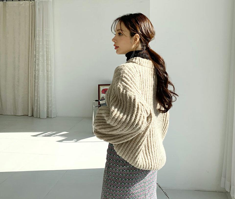 ルーズラウンドニット・全5色・b65768 レディース 【tops】【トップス ニット ニットトップス 長袖 ルーズ ゆったり ローゲージ ラウンドネック 単色 無地 ボリューム袖 カジュアル 秋 冬 韓国 ファッション】【ハイホリHIHOLLI】