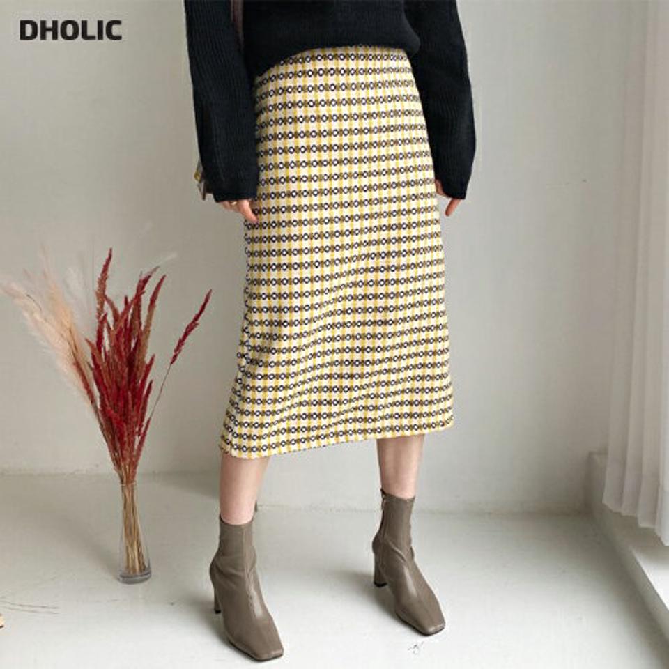 パターンHラインスカート・全2色・t65779 レディース 【sk】【スカート ミディ丈 ミディスカート Hライン 総柄 ユニーク バックスリット 大人 カジュアル 秋 冬 韓国 ファッション】【ハイホリHIHOLLI】