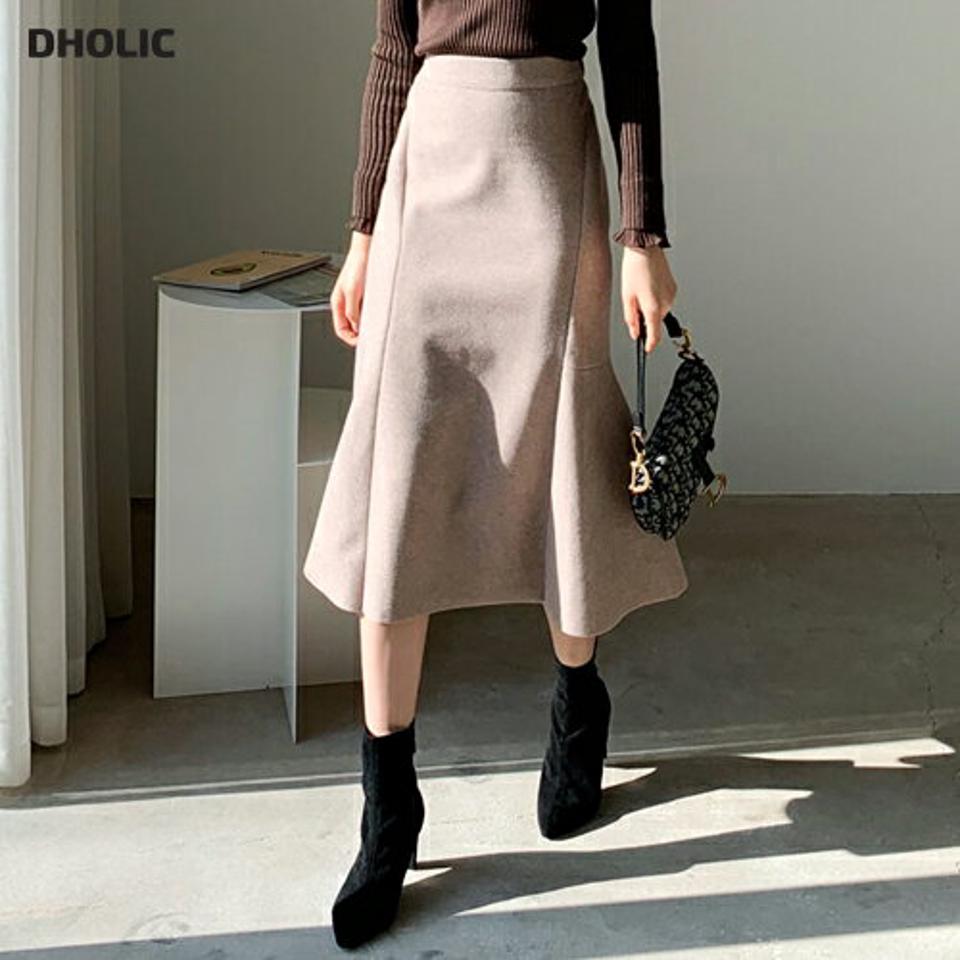 マーメイドスカート・全3色・t62295 レディース 【sk】【韓国 ファッション ボトムス スカート ロング Aライン フレア 無地 スリム タイト 細身 フレアヘム 上品 エレガント 大人 カジュアル 秋 冬】