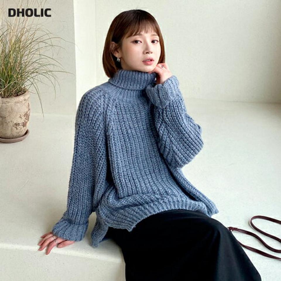 【只今10%OFF】バックスリットニット・全4色・b56497 レディース 【tops】【韓国 ファッション トップス ニット タートルネック ハイネック 長袖 リブニット ローゲージ ざっくり編み ざっくりニット カラーミックス ルーズ ゆったり 体型カバー ロング カジュアル 秋 冬】