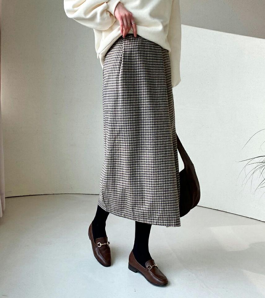 2TYPEラップスカート・全2色・b56501 レディース 【sk】【韓国 ファッション ボトムス スカート ロング Aライン フレア ラップスカート パターン 柄 無地 ギンガムチェック ナチュラル カジュアル 秋 冬】