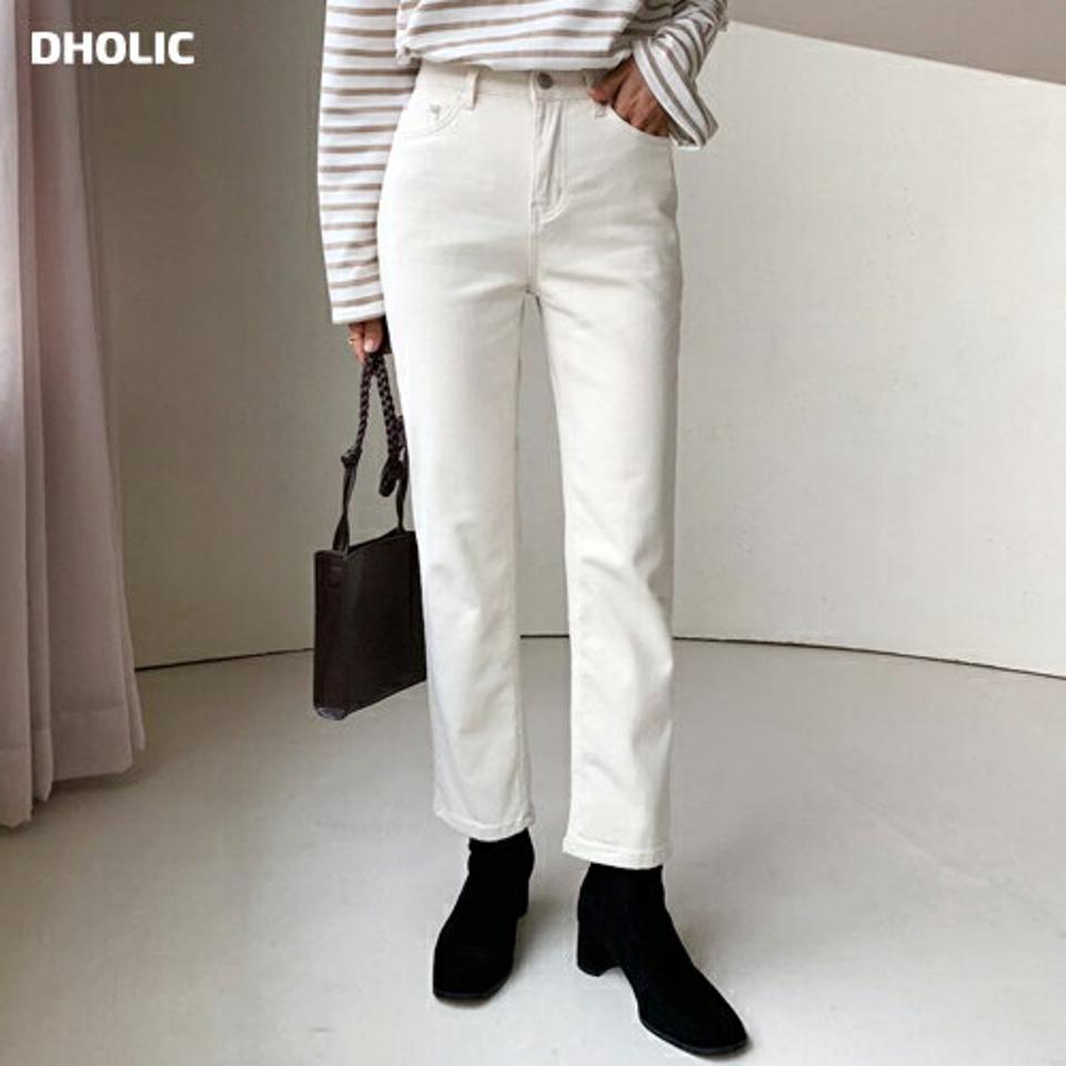 裏起毛ストレートパンツ・全2色・t56486 レディース 【pt】【韓国 ファッション ボトムス パンツ ロング ハイウエスト ストレート スリム 細身 大人 ストレッチ 無地 デイリー ベーシック シンプル カジュアル 秋 冬】