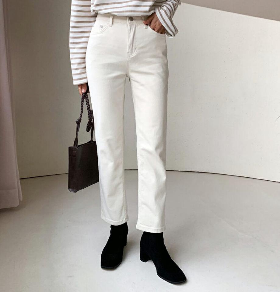 裏起毛ストレートパンツ・全2色・t56486 レディース 【pt】【韓国 ファッション ボトムス パンツ ロング ハイウエスト ストレート スリム 細身 大人 ストレッチ 無地 デイリー ベーシック シンプル カジュアル 秋 冬】