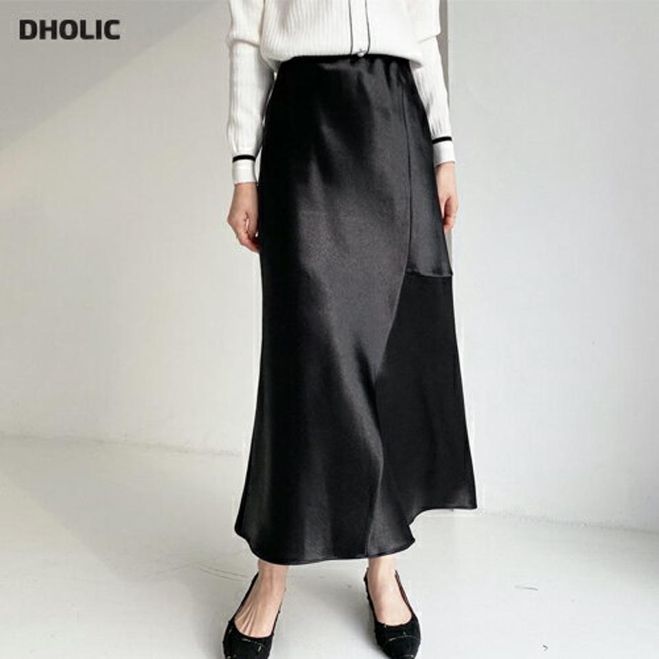 サテンフレアスカート・全2色・b65781 レディース 【sk】【スカート ロング ロングスカート サテン フレア フレアスカート 単色 無地 シンプル ツヤ 上品 大人 きれいめ デート 光沢 秋 冬 韓国 ファッション】【ハイホリHIHOLLI】