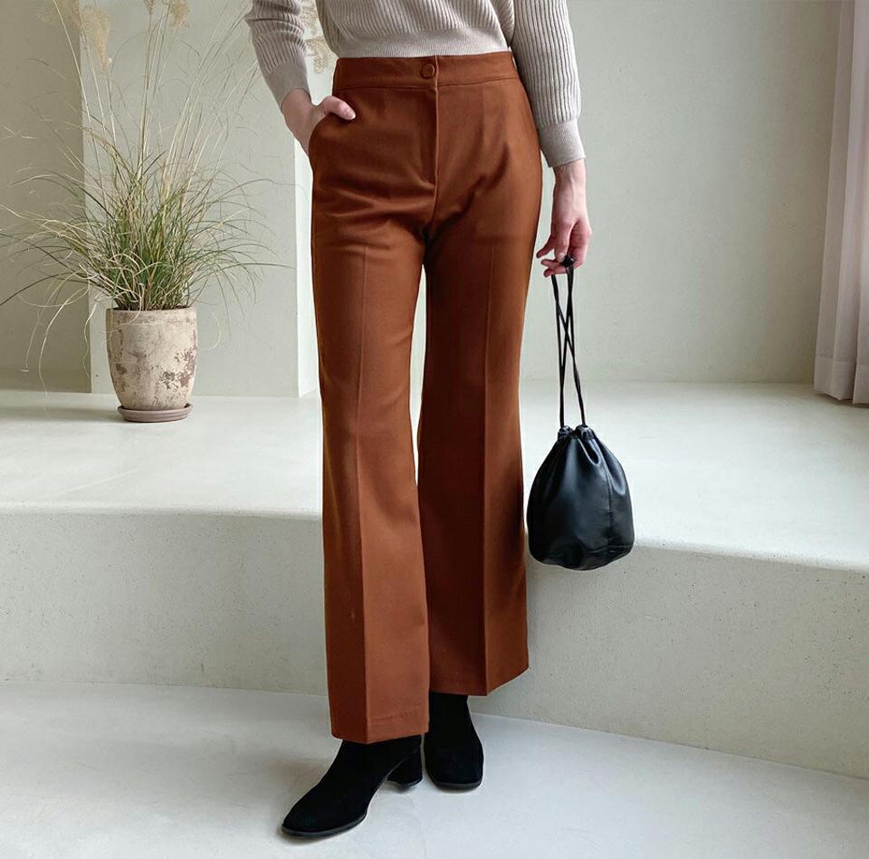 ブーツカットスラックス・全4色・t56488 レディース 【pt】【韓国 ファッション ボトムス パンツ ロング フルレングス 10分丈 十分丈 ハイウエスト スリム 細身 大人 無地 仕事 オフィス 職場 フォーマル カジュアル 秋 冬】