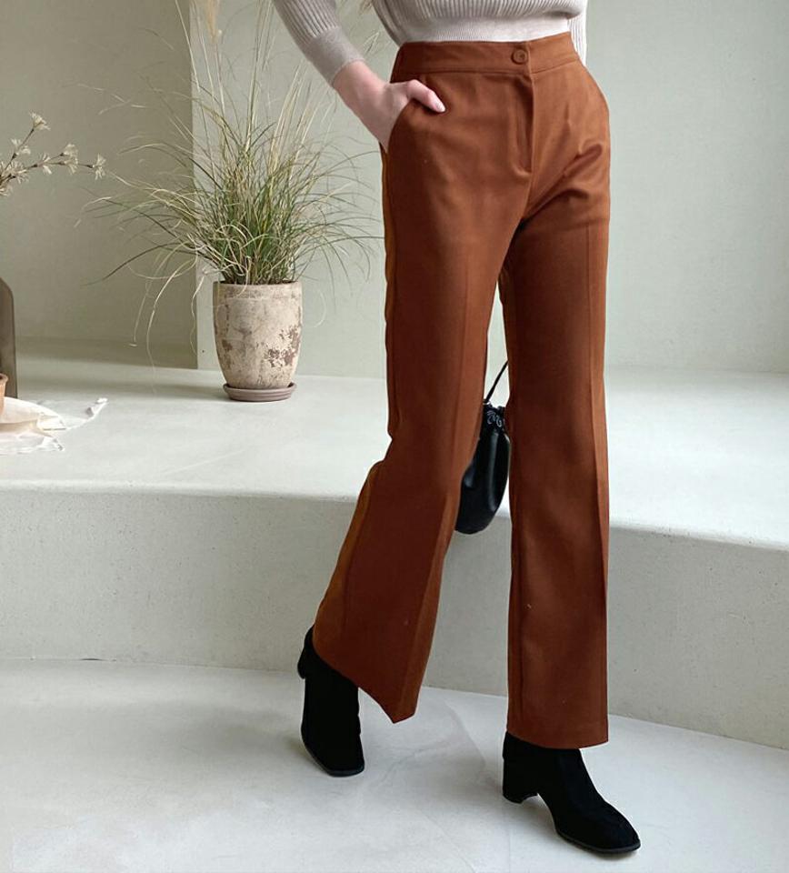 ブーツカットスラックス・全4色・t56488 レディース 【pt】【韓国 ファッション ボトムス パンツ ロング フルレングス 10分丈 十分丈 ハイウエスト スリム 細身 大人 無地 仕事 オフィス 職場 フォーマル カジュアル 秋 冬】