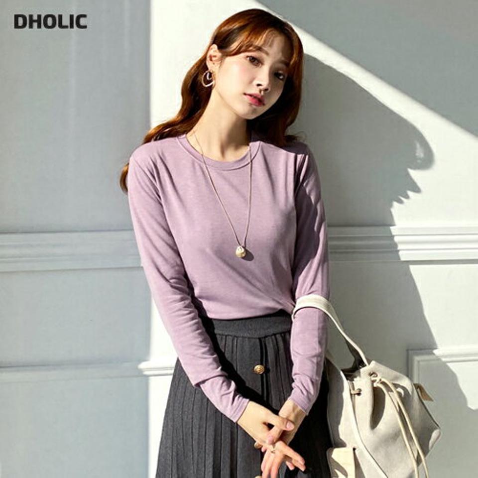 裏起毛ラウンドTシャツ・全6色・b65769 レディース 【tops】【トップス Tシャツ 長袖 ロンT 単色 無地 無地T シンプル ベーシック 裏起毛 ラウンドネック カジュアル 大人 冬 韓国 ファッション】【ハイホリHIHOLLI】
