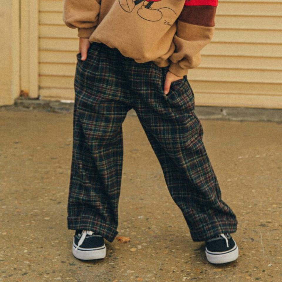 【キッズ30%OFF】裏起毛チェックパンツ(junior)・u10352 キッズ【9~17才】【pt】【パンツ ズボン ロングパンツ 長ズボン チェック柄 裏起毛 シック カジュアル 女の子 男の子 冬 韓国 韓国子供服 子供 こども 子供服 こども服】【KIDS】