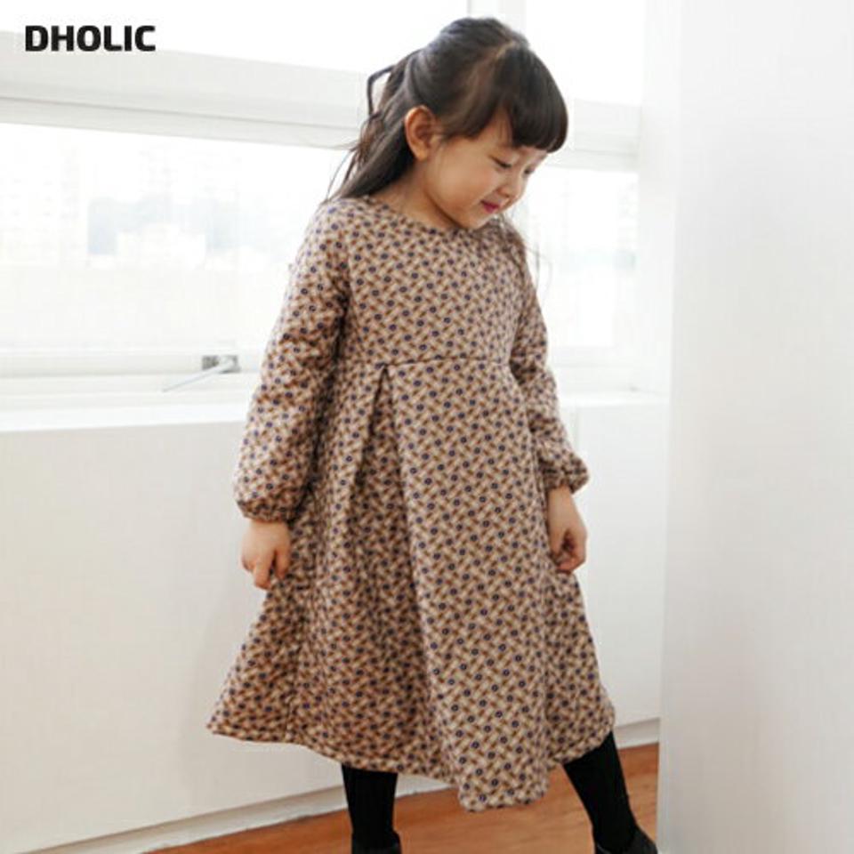 ミニフラワーワンピース・p010289 キッズ【3~8才】【ops】【ワンピース ロング ロングワンピース 長袖 半柄 小花柄 降らwラー 可愛い かわいい 女の子 秋 冬 韓国 韓国子供服 子供 こども 子供服 こども服】【KIDS】